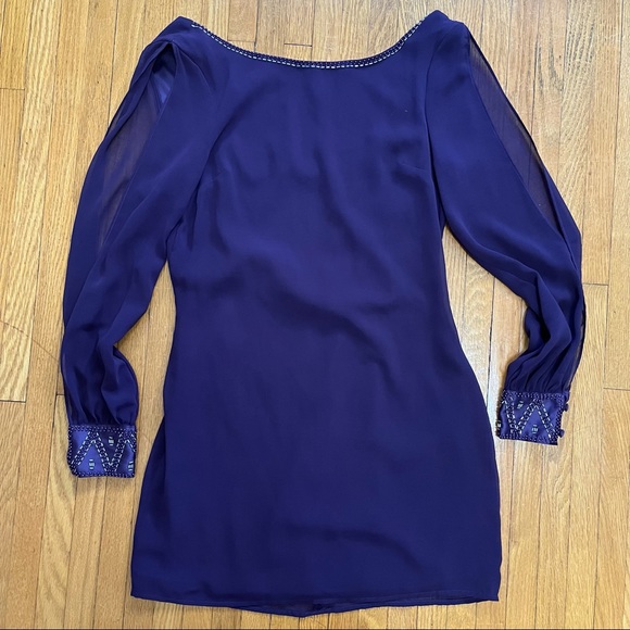 Purple chiffon low back mini dress - Picture 1 of 6